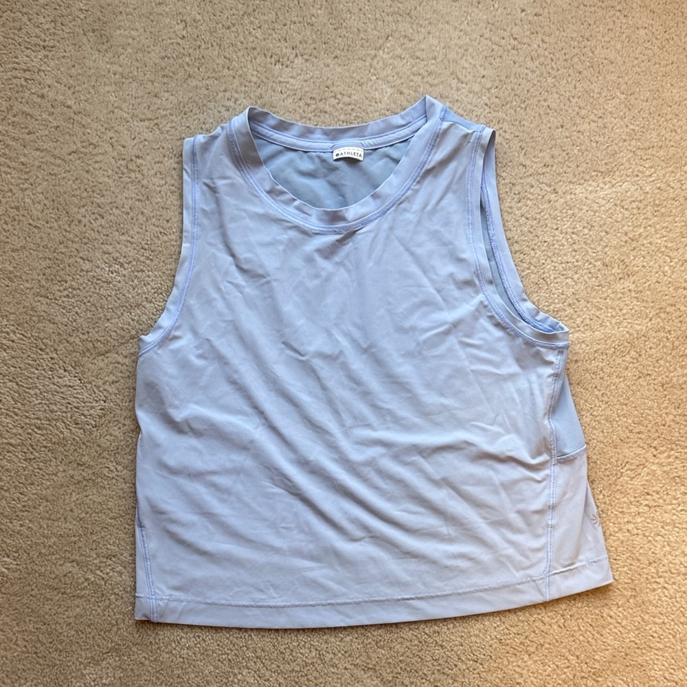 Athleta Light Blue Sleeveless Crop Tank